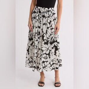 Tahari Black and White Floral Maxi Skirt